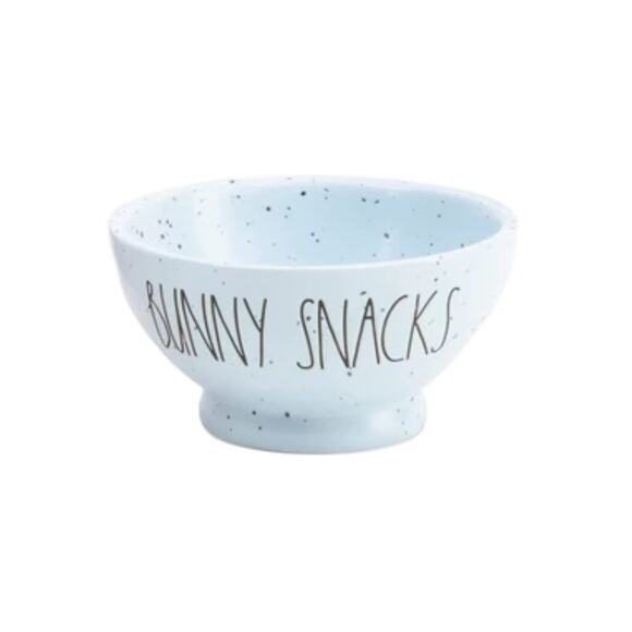 CERAMIC EASTER 2-PIECE BOWL SET BY RAE DUNN "BUNNY SNACKS" PINK & BLUE - Picture 6 of 6